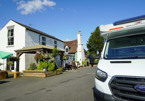 Motorhome outside a Brit Stops host pub